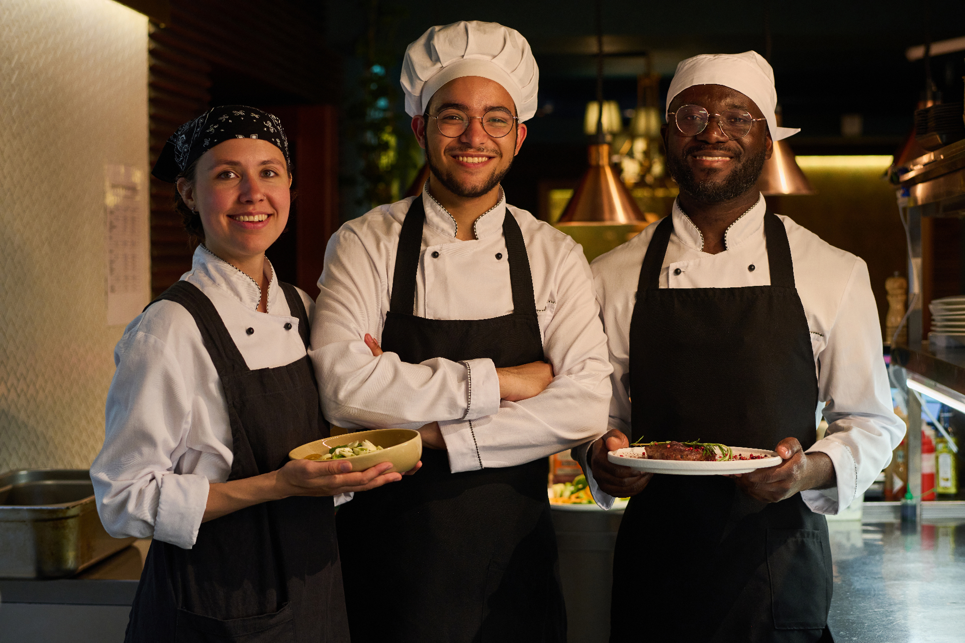Restaurant kitchen team showing leadership and collaboration